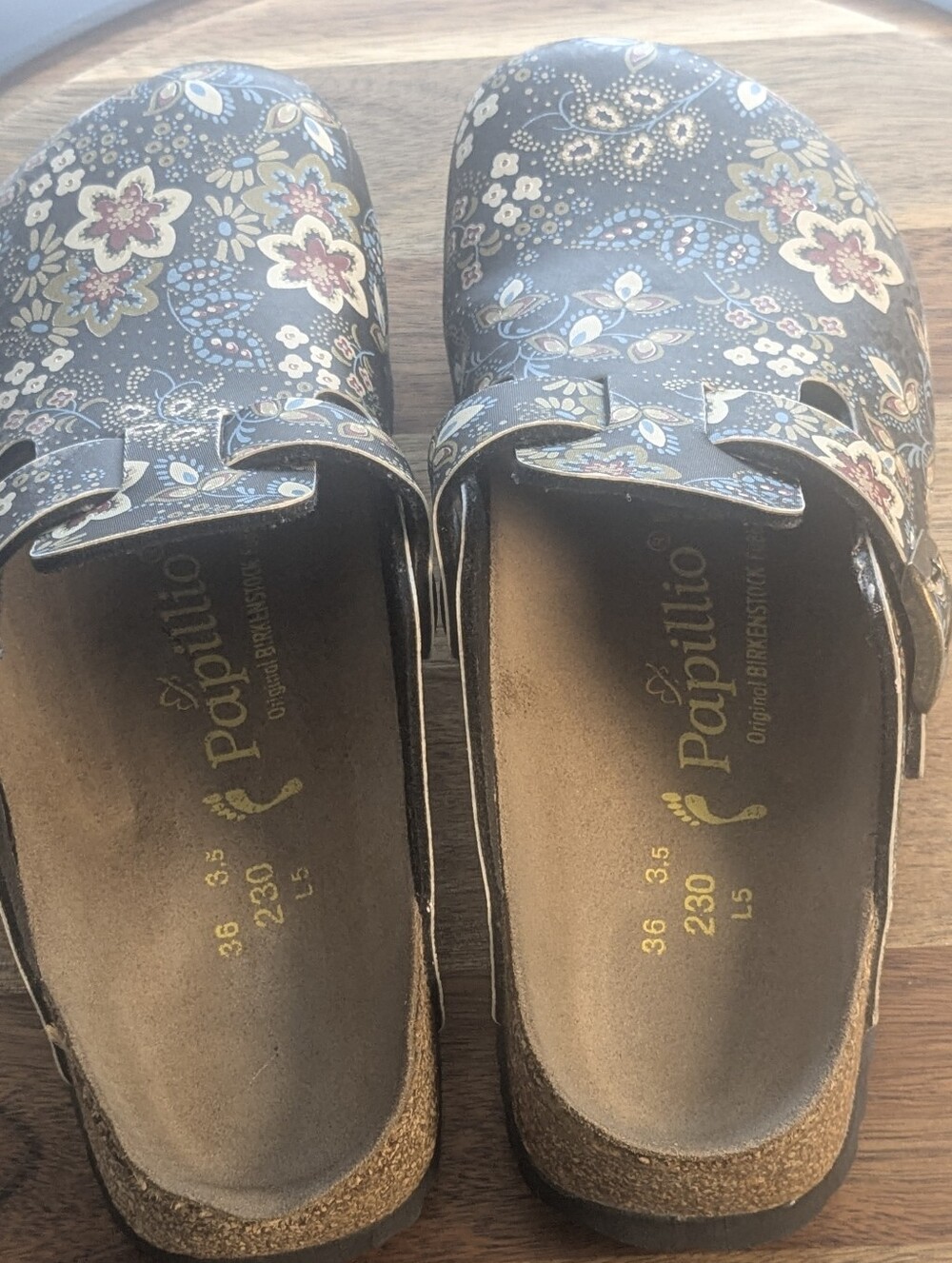 Papillio Birkenstock Floral Clogs EU 36 US 5 5.5 Black Boho Comfort Shoes - Picture 9 of 14